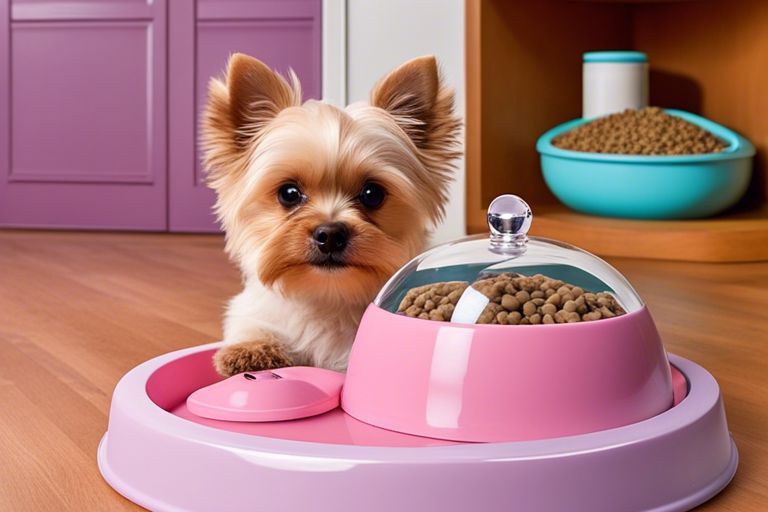 How do I prevent my small dog from eating too quickly?